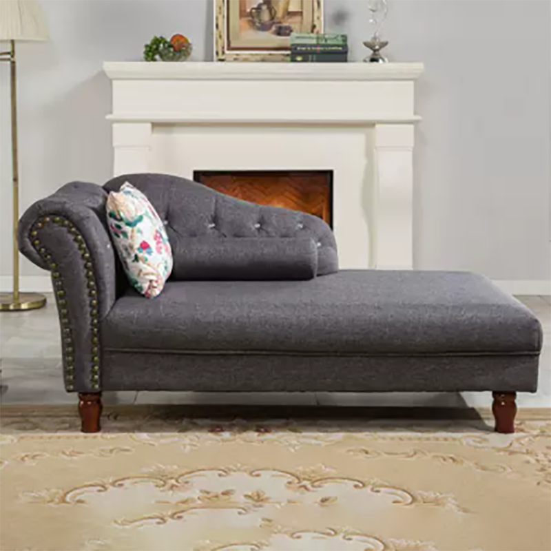 Living Room Velvet Rolled Arms Chaise Modern Chaise Lounge with Upholster