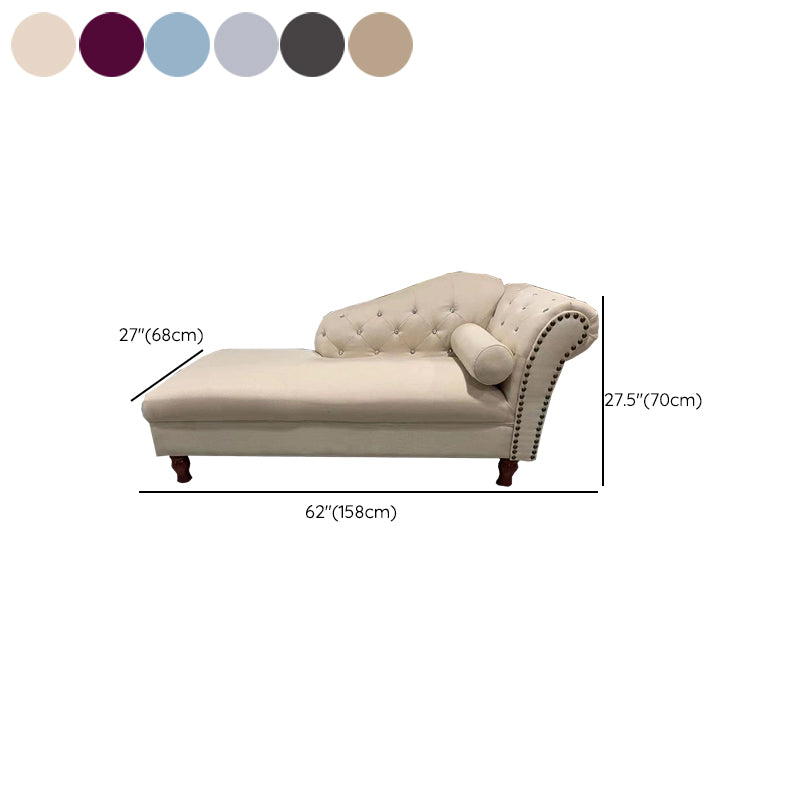 Living Room Velvet Rolled Arms Chaise Modern Chaise Lounge with Upholster