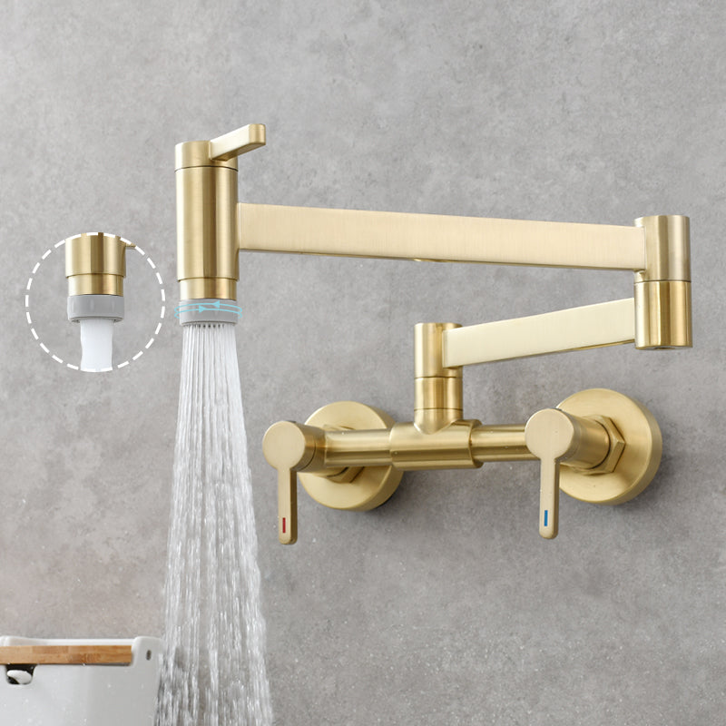 Modern Wall Mounted Double Handles Pot Filler Low Arc Profile Filler