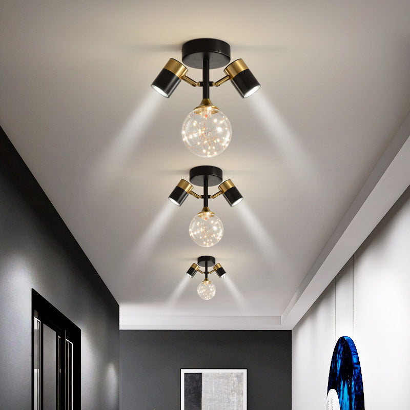 Contemporary Ceiling Light Fixture Metal Semi Flush Mount in Black for Corridor