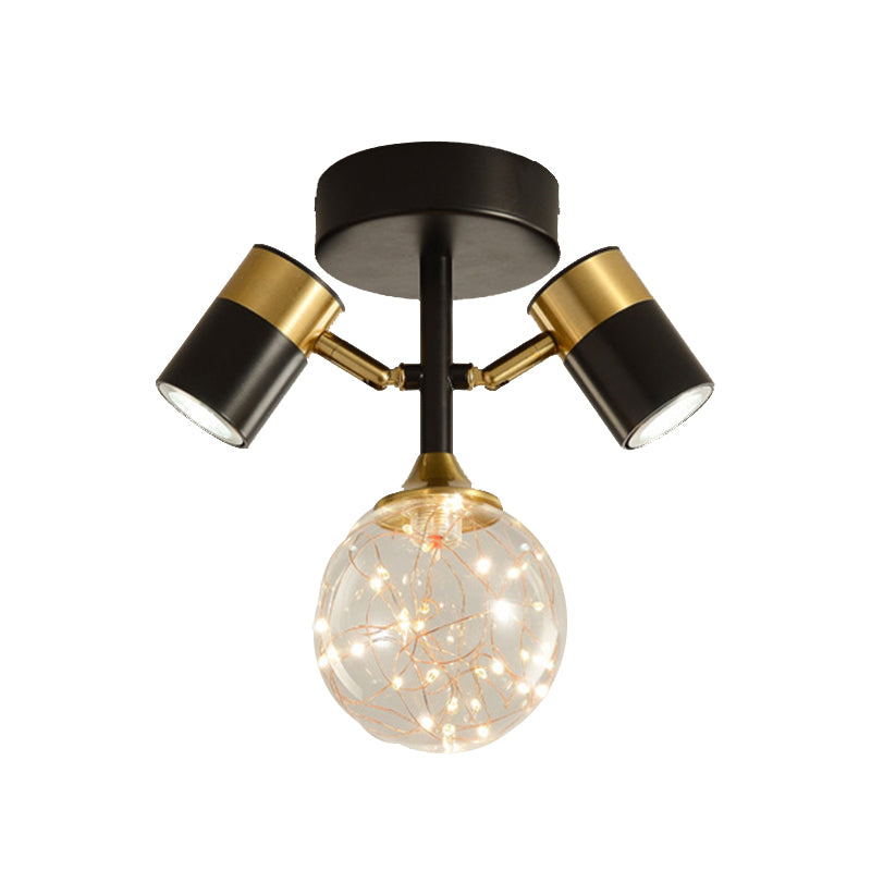 Contemporary Ceiling Light Fixture Metal Semi Flush Mount in Black for Corridor