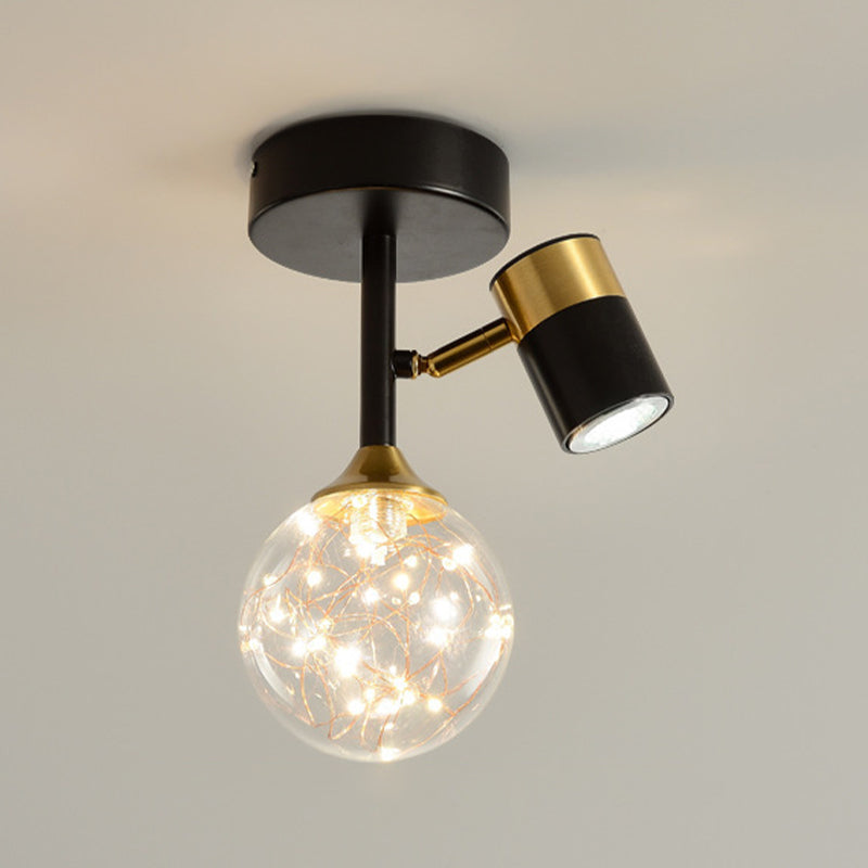 Contemporary Ceiling Light Fixture Metal Semi Flush Mount in Black for Corridor