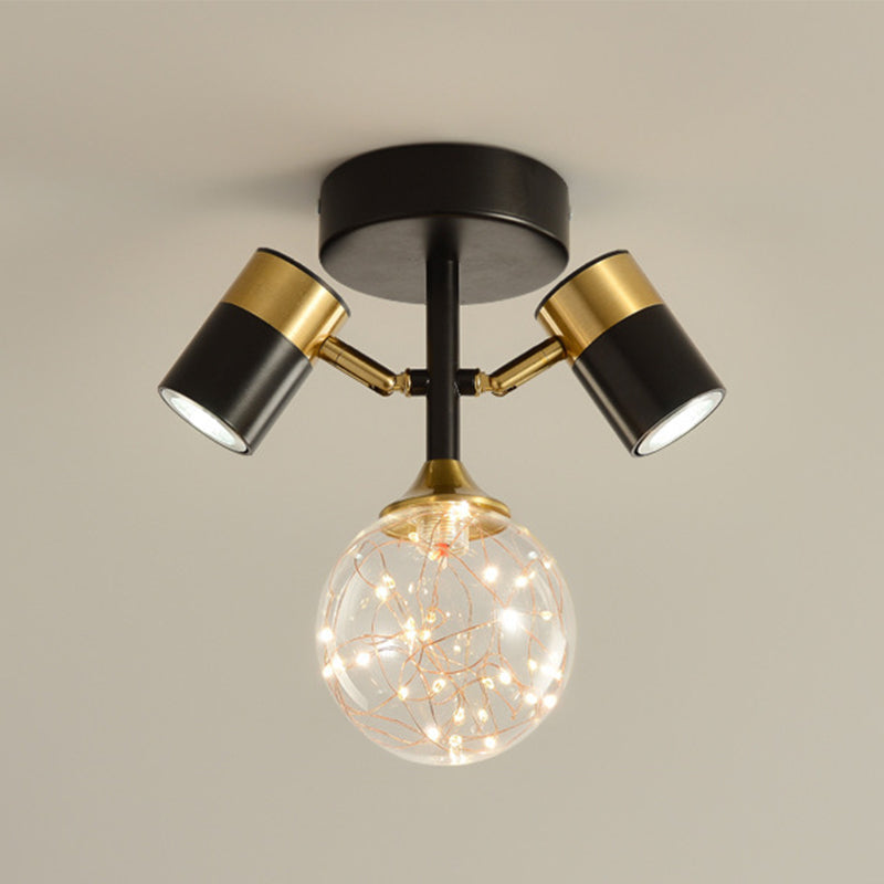 Contemporary Ceiling Light Fixture Metal Semi Flush Mount in Black for Corridor