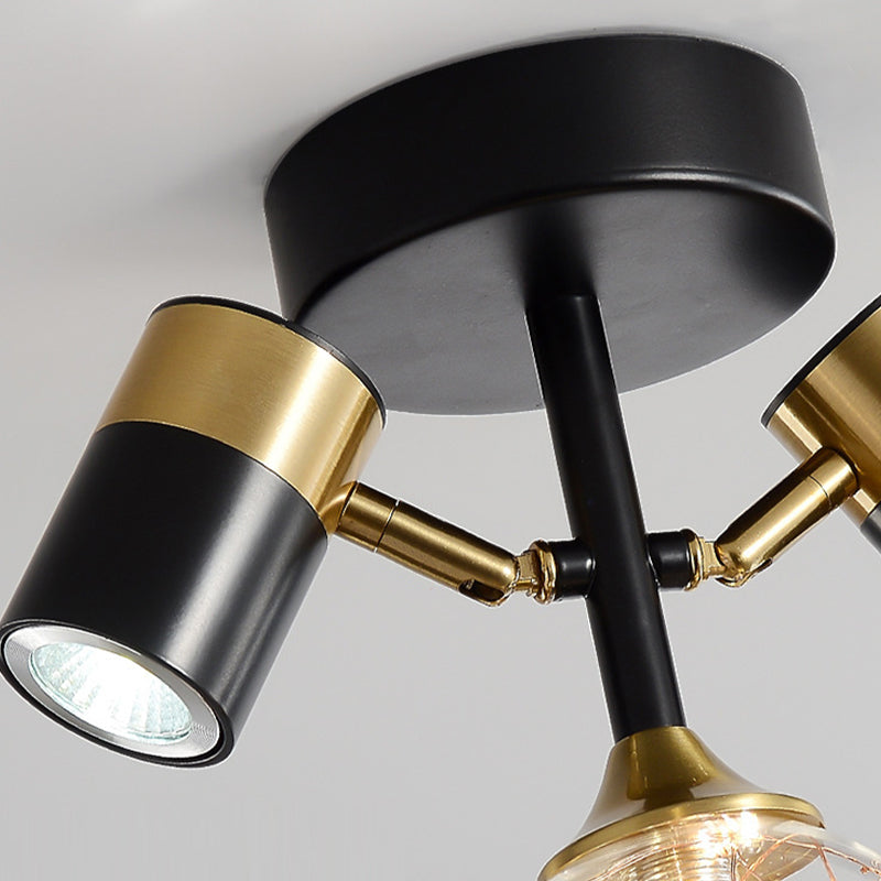 Contemporary Ceiling Light Fixture Metal Semi Flush Mount in Black for Corridor