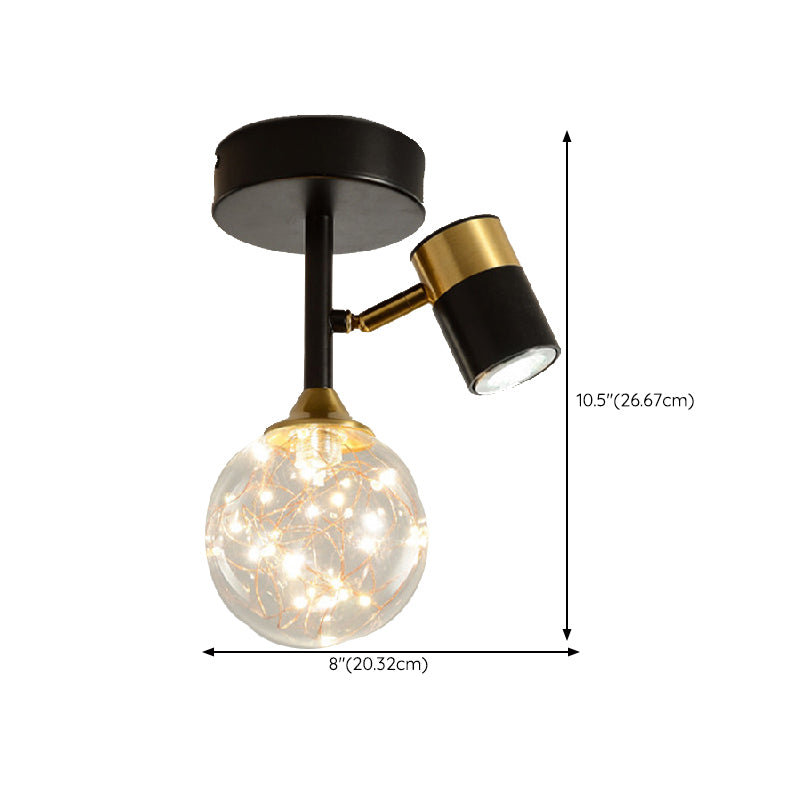 Contemporary Ceiling Light Fixture Metal Semi Flush Mount in Black for Corridor