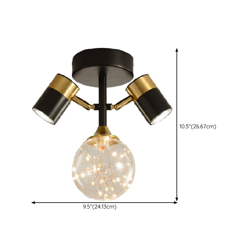 Contemporary Ceiling Light Fixture Metal Semi Flush Mount in Black for Corridor