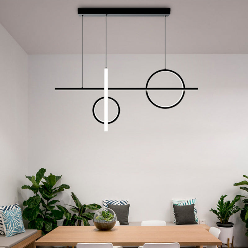 Modernism 4-Light Golden/Black Ceiling Light Metal Island Lighting for Dining Room