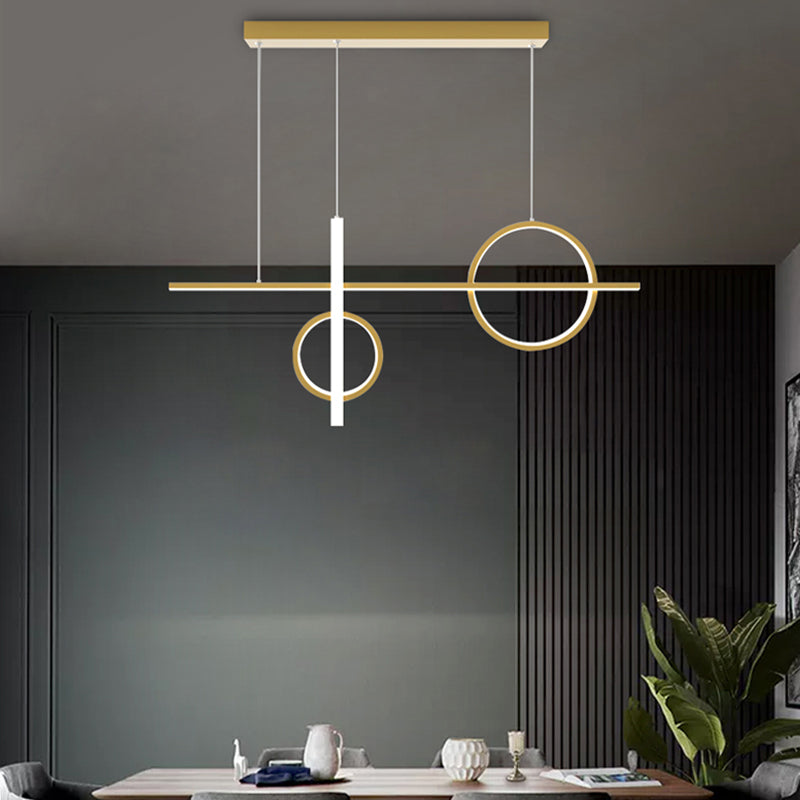 Modernism 4-Light Golden/Black Ceiling Light Metal Island Lighting for Dining Room