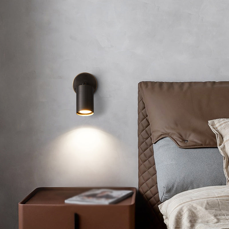 Cylinder Wall Sconce Solid Brass Wall Lighting Fixture in Black Finish