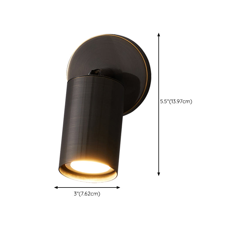 Cylinder Wall Sconce Solid Brass Wall Lighting Fixture in Black Finish