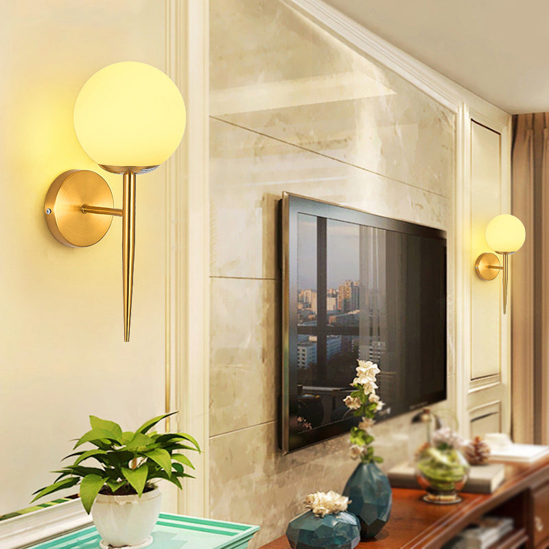 Modern Simple Vanity Light Ball Shape Vanity Lamp with Glass Shade for Bedroom