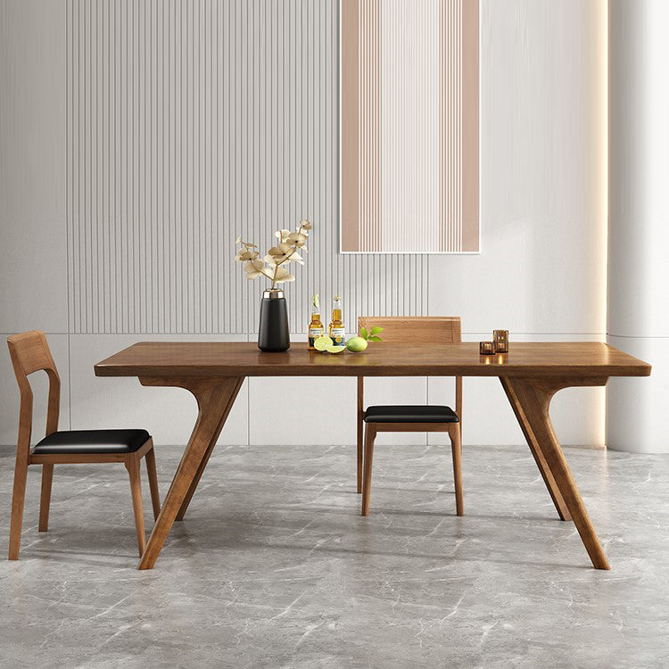 Brown Solid Wood Contemporary Dining Table Set 1/4/5/7 Pcs Dinette Set for Home