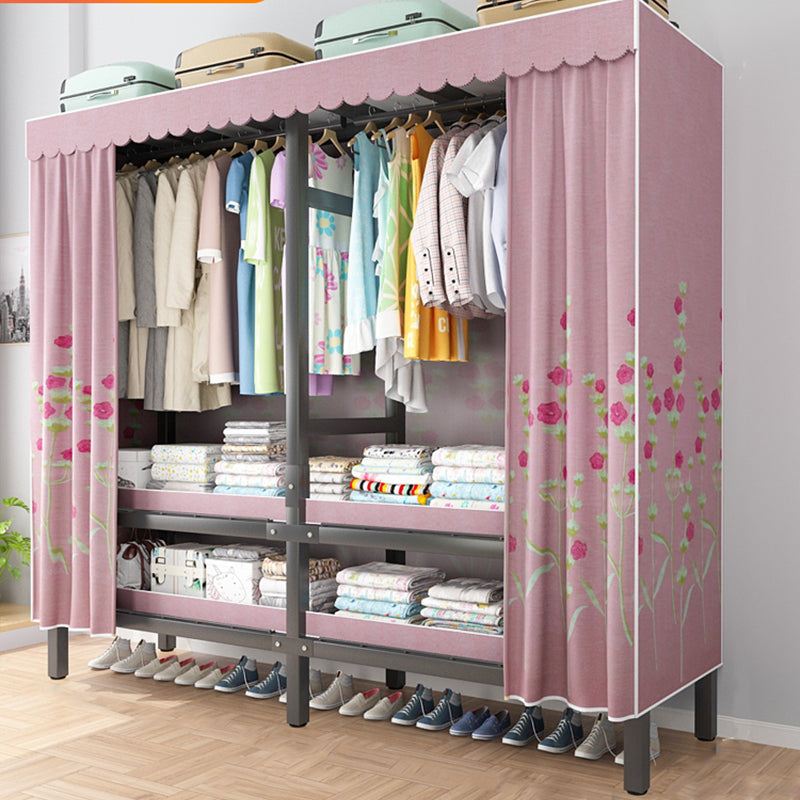 Foldable Freestanding Wardrobe Metal Frame Multifunctional Wardrobe