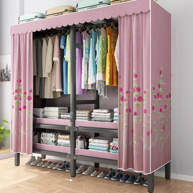 Foldable Freestanding Wardrobe Metal Frame Multifunctional Wardrobe