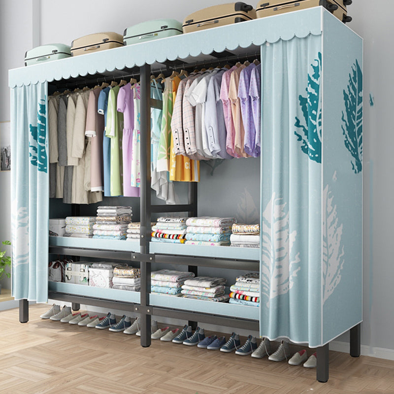 Foldable Freestanding Wardrobe Metal Frame Multifunctional Wardrobe