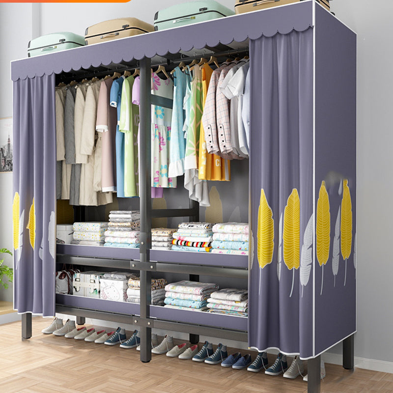 Foldable Freestanding Wardrobe Metal Frame Multifunctional Wardrobe