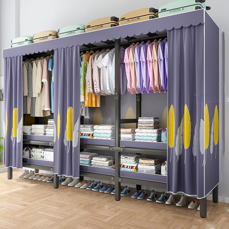 Foldable Freestanding Wardrobe Metal Frame Multifunctional Wardrobe
