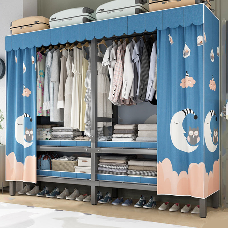 Foldable Freestanding Wardrobe Metal Frame Multifunctional Wardrobe