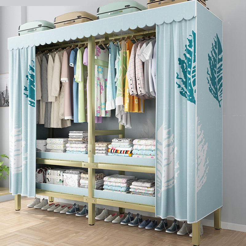 Foldable Freestanding Wardrobe Metal Frame Multifunctional Wardrobe