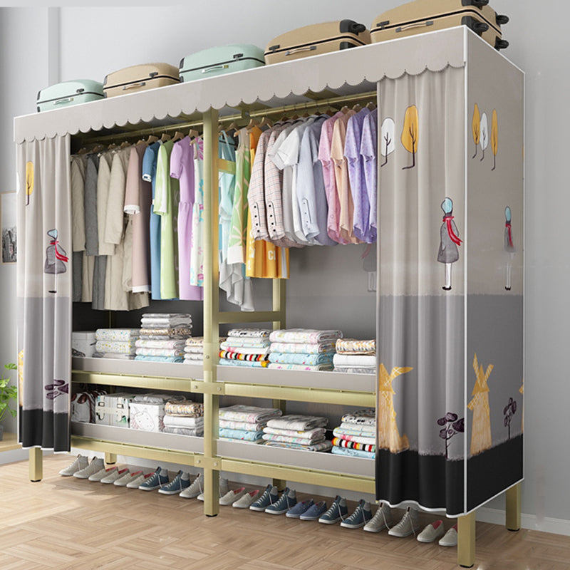 Foldable Freestanding Wardrobe Metal Frame Multifunctional Wardrobe