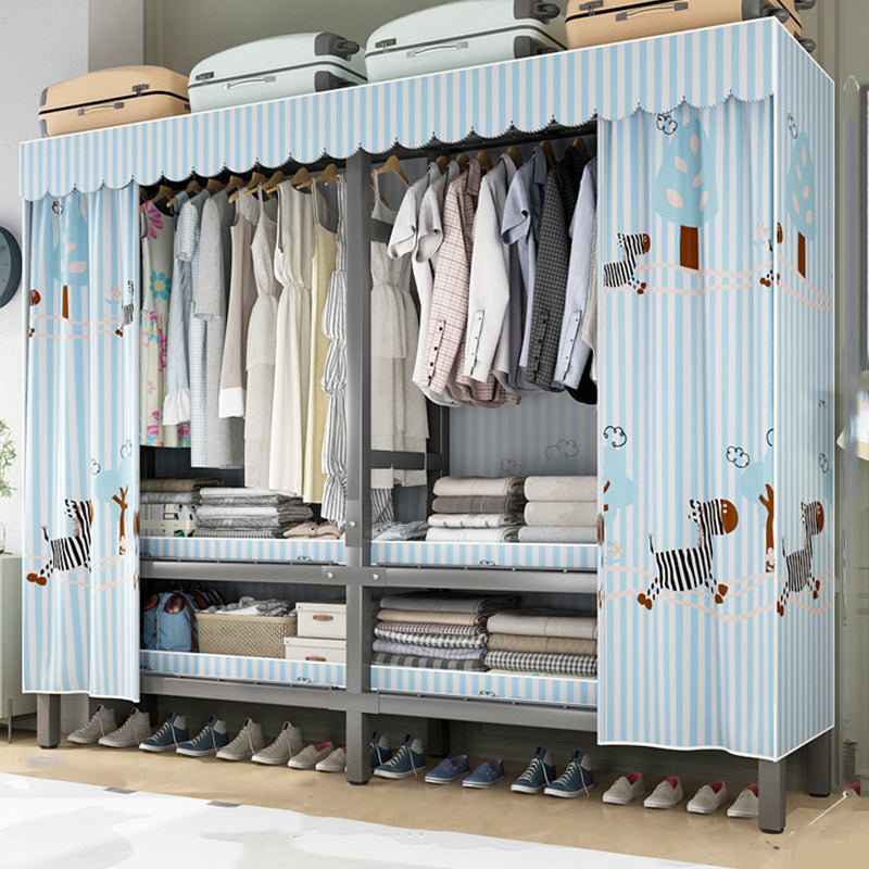 Foldable Freestanding Wardrobe Metal Frame Multifunctional Wardrobe