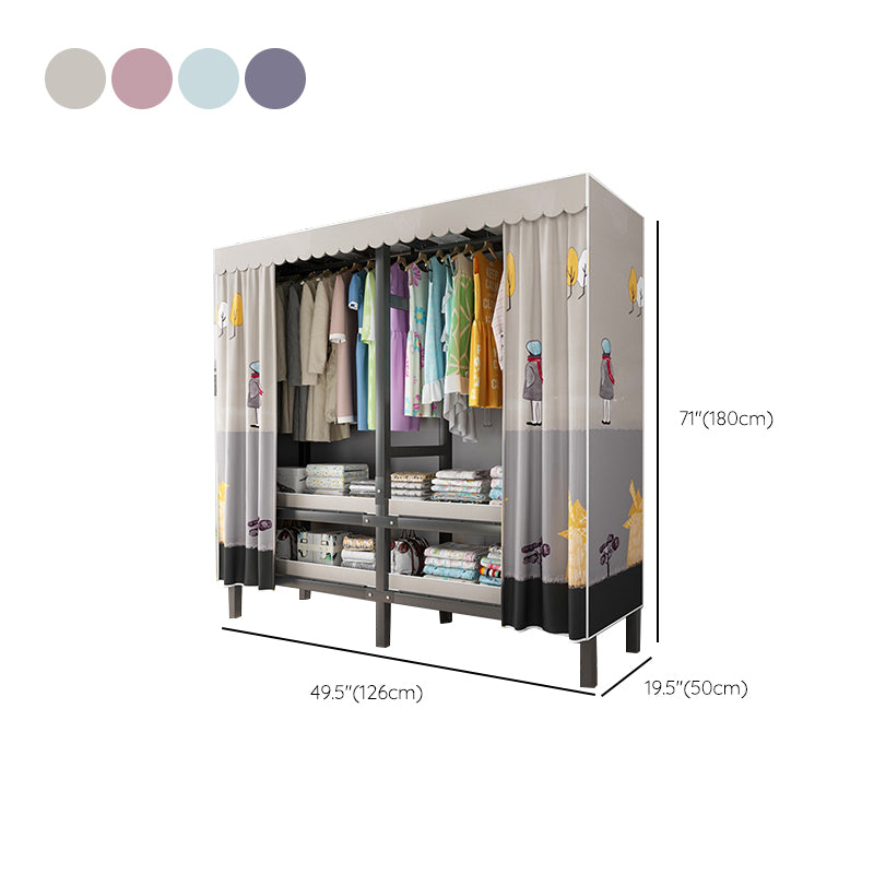 Foldable Freestanding Wardrobe Metal Frame Multifunctional Wardrobe