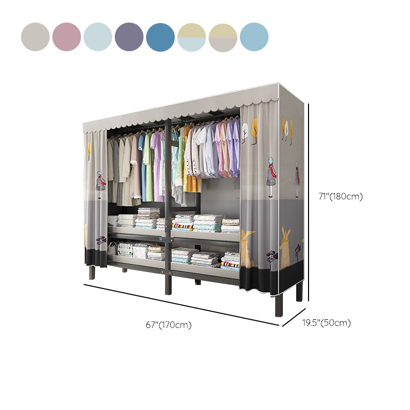 Foldable Freestanding Wardrobe Metal Frame Multifunctional Wardrobe
