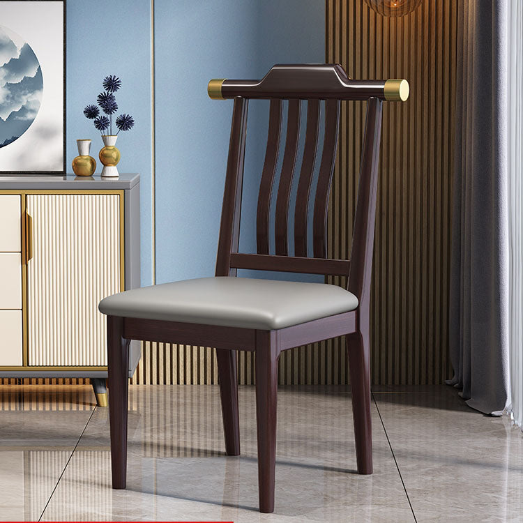 Industrial Kitchen Dining Chair Solid Wood Slat Back Armless Chair