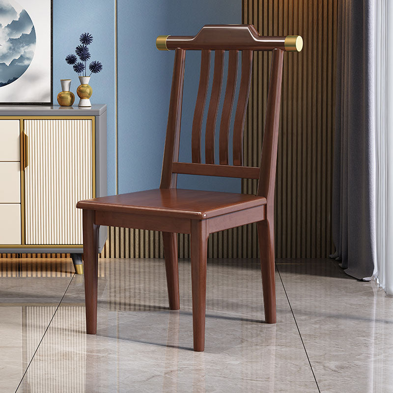 Industrial Kitchen Dining Chair Solid Wood Slat Back Armless Chair
