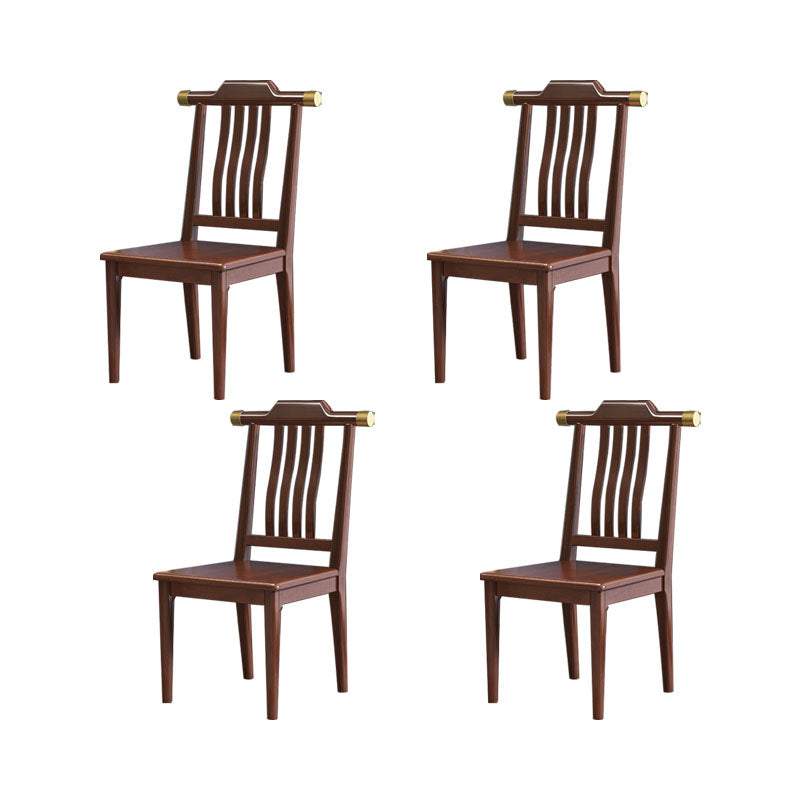 Industrial Kitchen Dining Chair Solid Wood Slat Back Armless Chair
