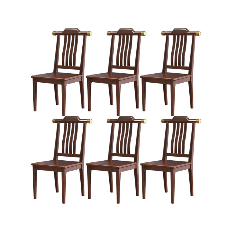 Industrial Kitchen Dining Chair Solid Wood Slat Back Armless Chair