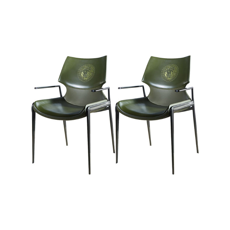 Faux Leather Dining Chairs Industrial Style Patio Dining Chair with Black Legs