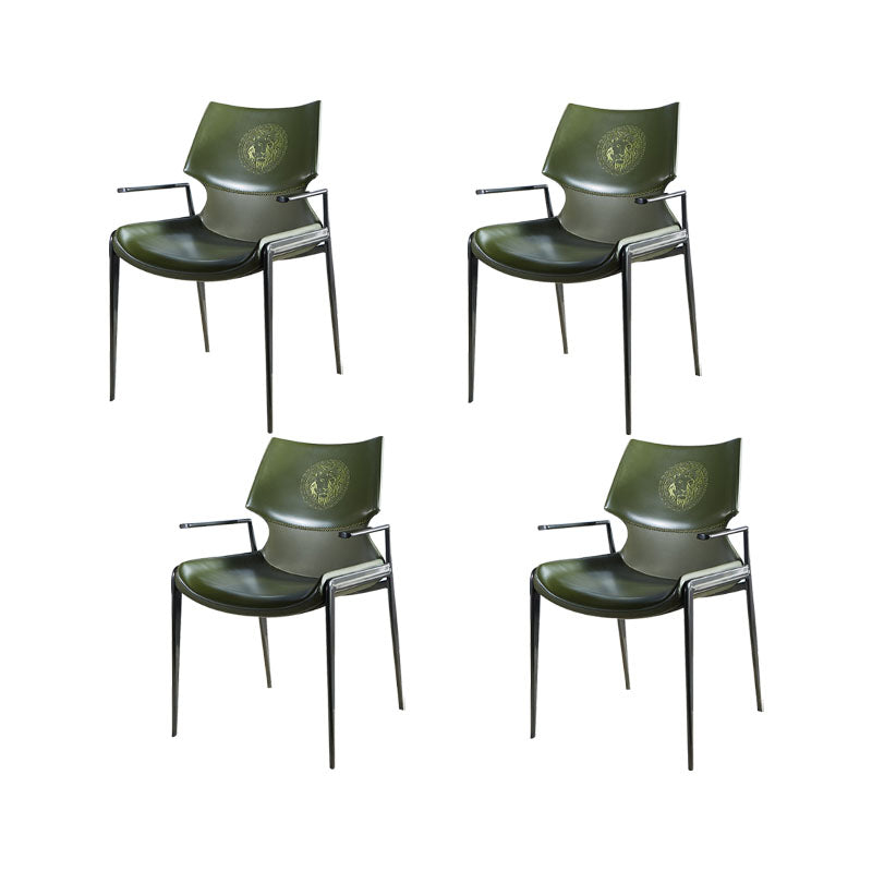 Faux Leather Dining Chairs Industrial Style Patio Dining Chair with Black Legs