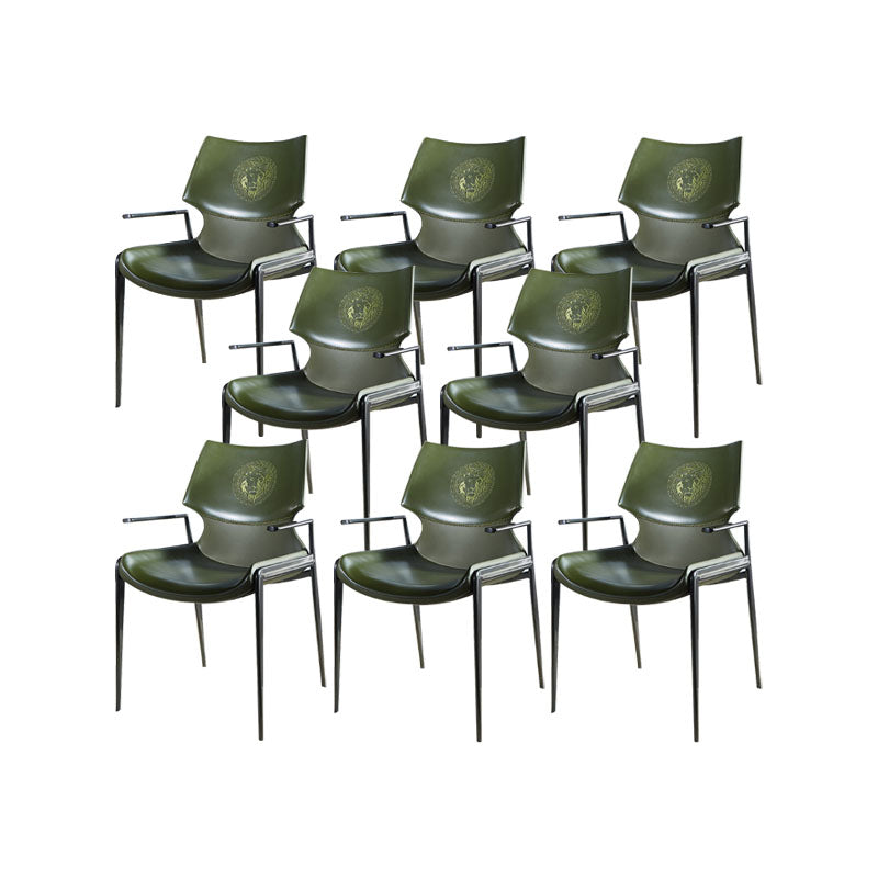 Faux Leather Dining Chairs Industrial Style Patio Dining Chair with Black Legs