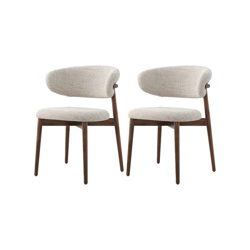 Upholstered Arm Chair Modern Style Open Back Dining Chair with Wood Legs