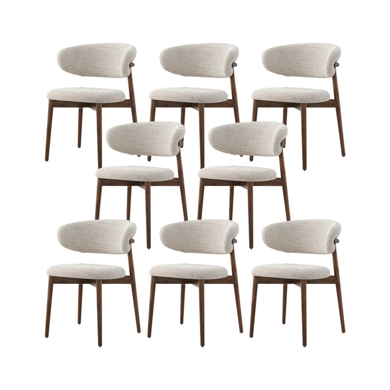 Upholstered Arm Chair Modern Style Open Back Dining Chair with Wood Legs