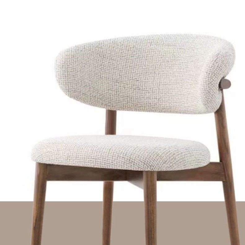 Upholstered Arm Chair Modern Style Open Back Dining Chair with Wood Legs