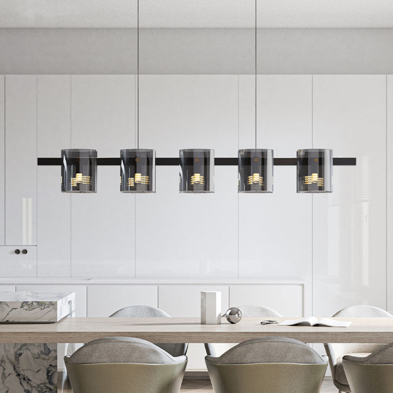 5/6-Light Modernism Black Ceiling Light LED Island Lighting for Dining Table