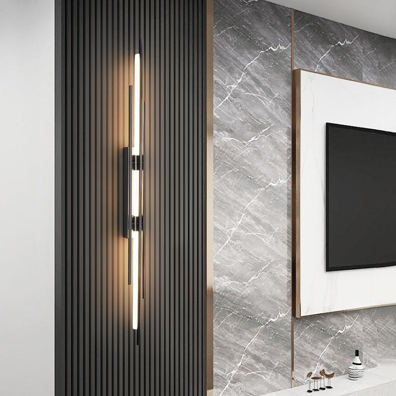 Solid Brass Linear Wall Sconce in Black / Gold Finish LED Wall Light