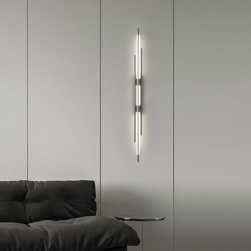 Solid Brass Linear Wall Sconce in Black / Gold Finish LED Wall Light