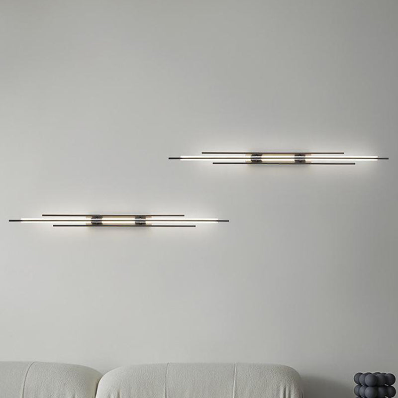 Solid Brass Linear Wall Sconce in Black / Gold Finish LED Wall Light