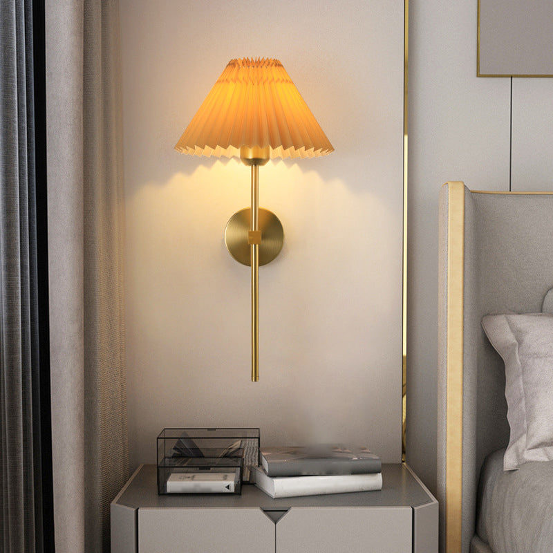 American Style Vanity Light Cone Shape Vanity Lamp with Fabric Shade for Shower Room