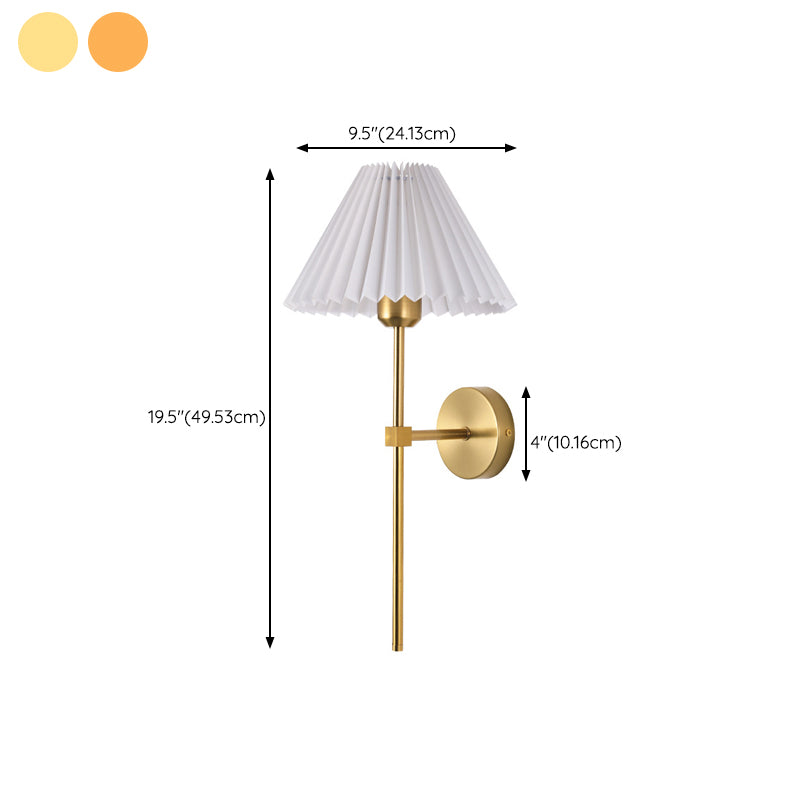 American Style Vanity Light Cone Shape Vanity Lamp with Fabric Shade for Shower Room