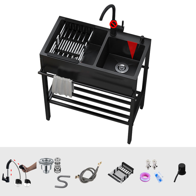 Modern Style Kitchen Sink All-in-one Black Kitchen Sink with Drain Assembly