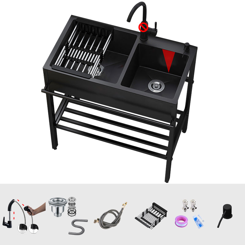 Modern Style Kitchen Sink All-in-one Black Kitchen Sink with Drain Assembly