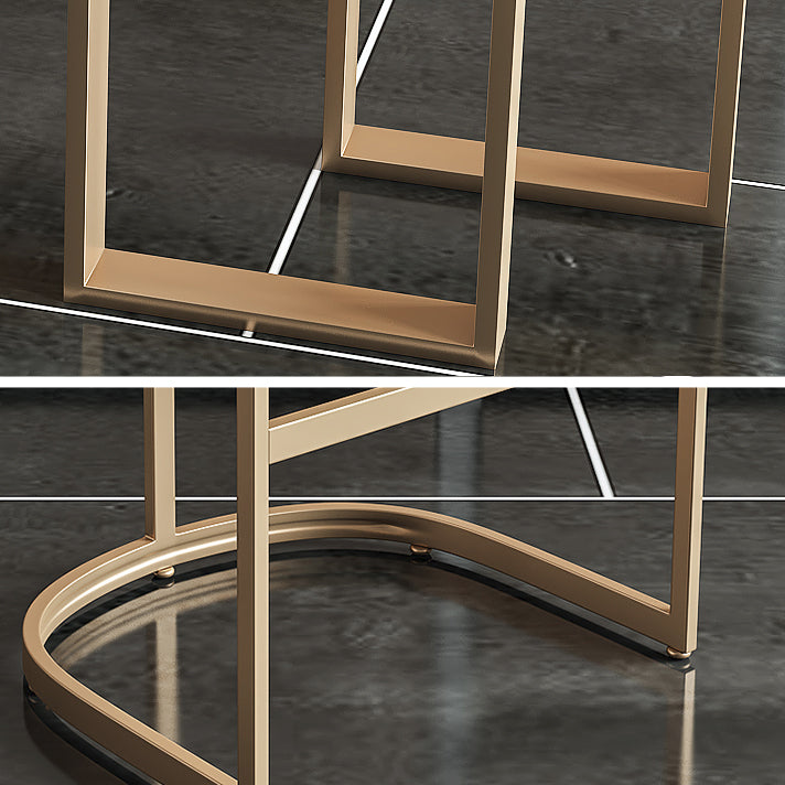 Modern Rectangle Counter Height Set 1/5 Pcs Marble Top Bar Table and Upholstered Stools