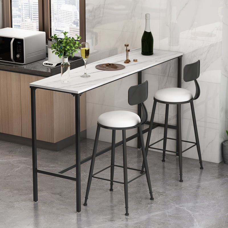 Modern Bar Stool and Table Set 1/3/5 Pcs Rectangle Stone Top Bar Table and Stools