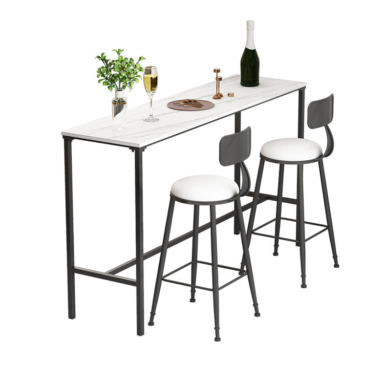 Modern Bar Stool and Table Set 1/3/5 Pcs Rectangle Stone Top Bar Table and Stools