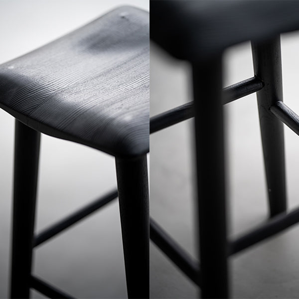 Solid Wood Bar Stools Black Backless Dining Stools with Footrest