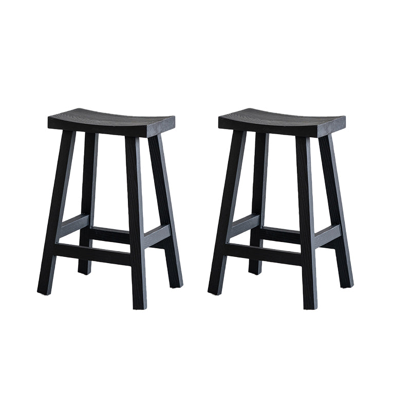Solid Wood Bar Stools Black Backless Dining Stools with Footrest